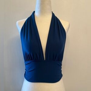 Halter Plunge Crop Top Ruched Body in teal size M from Better Be 🔥🔥🔥